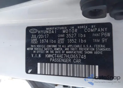 2017 Hyundai Accent Se from USA, damaged, VIN KMHCT4AE7HU365748